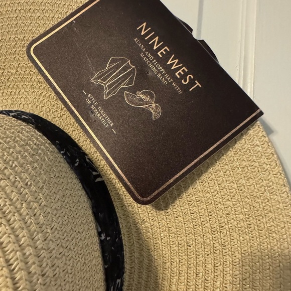 Nine West Cream Sun Hat with Black Trim NEW - Picture 5 of 7